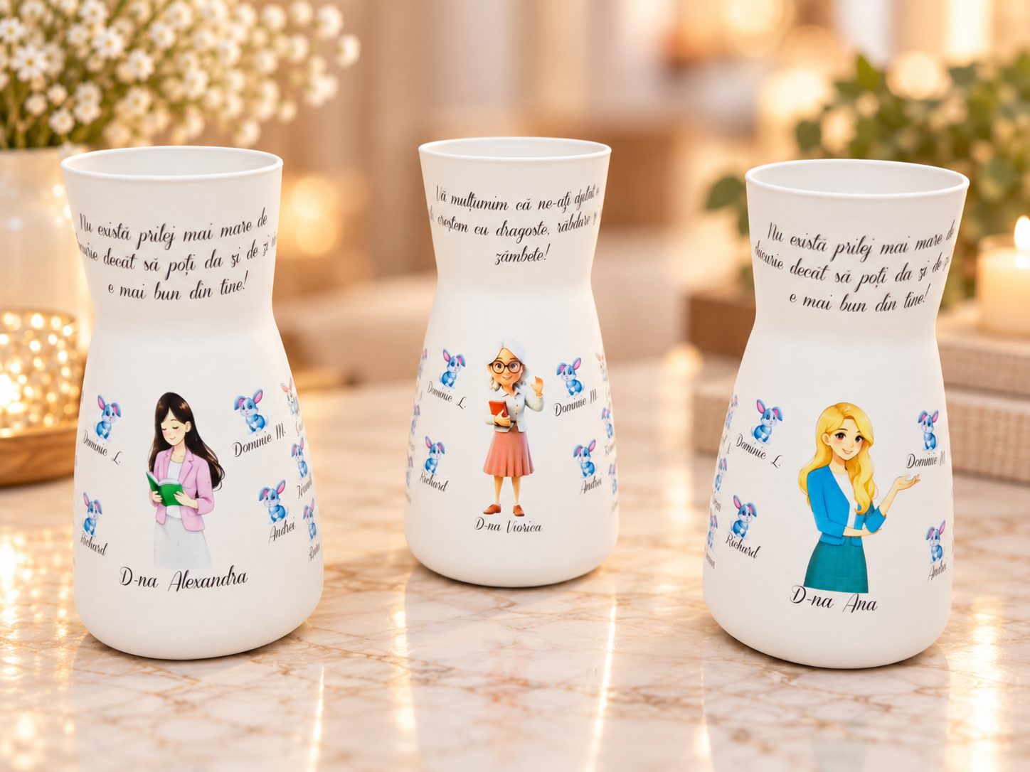 Vază Personalizată pentru Cadre Didactice – Cadou Unicat cu Mesaj de Suflet - imagine galerie