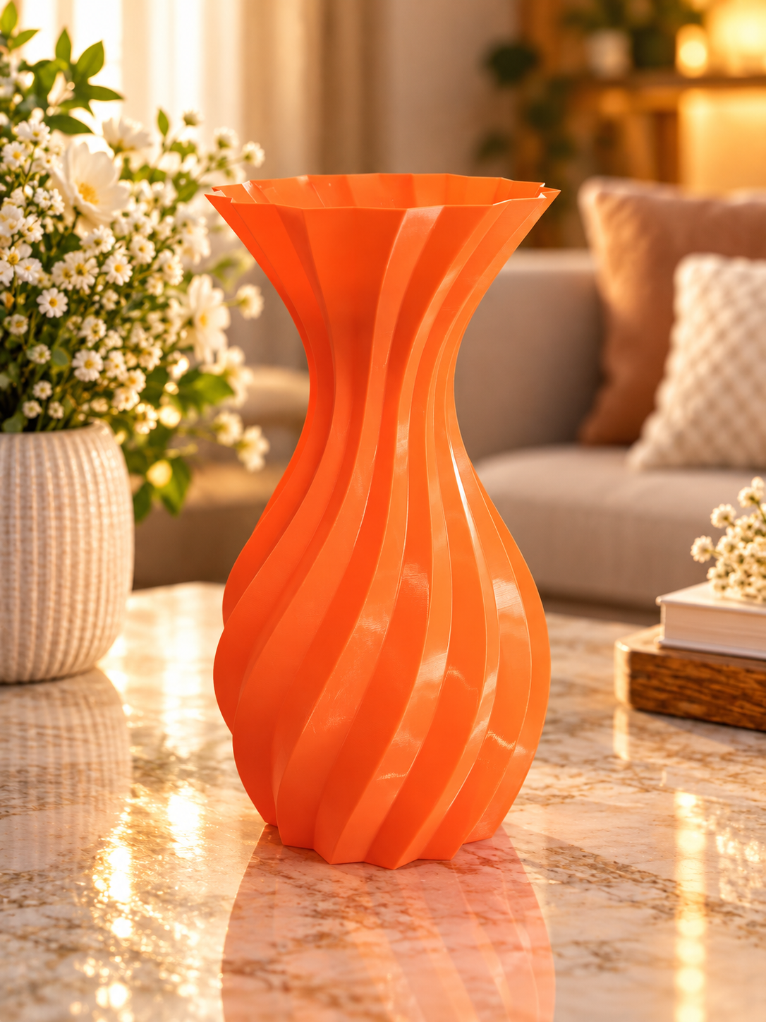 Vază decorativă 3D cu design torsionat - imagine galerie