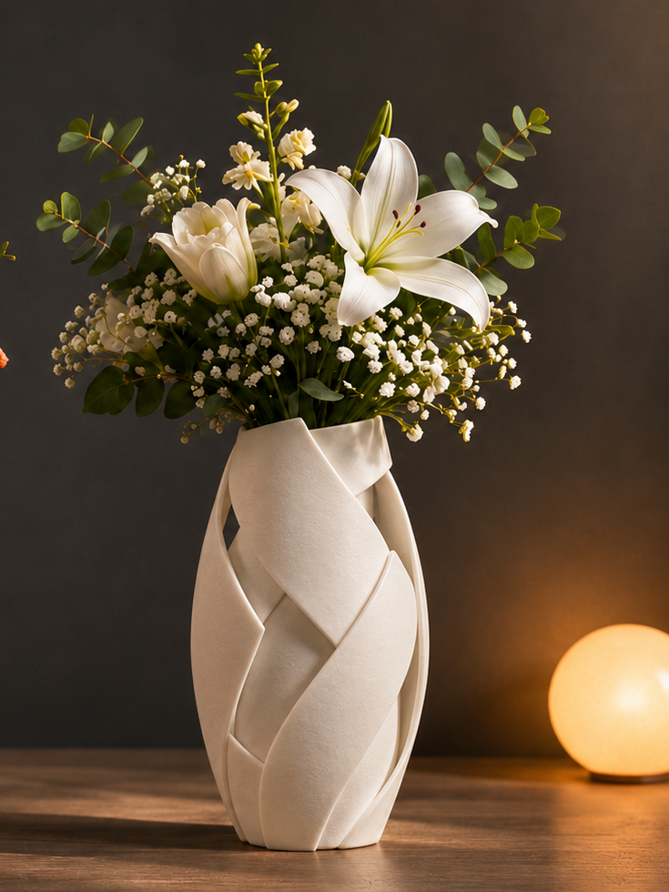 Vază decorativă 3D cu design împletit - imagine galerie
