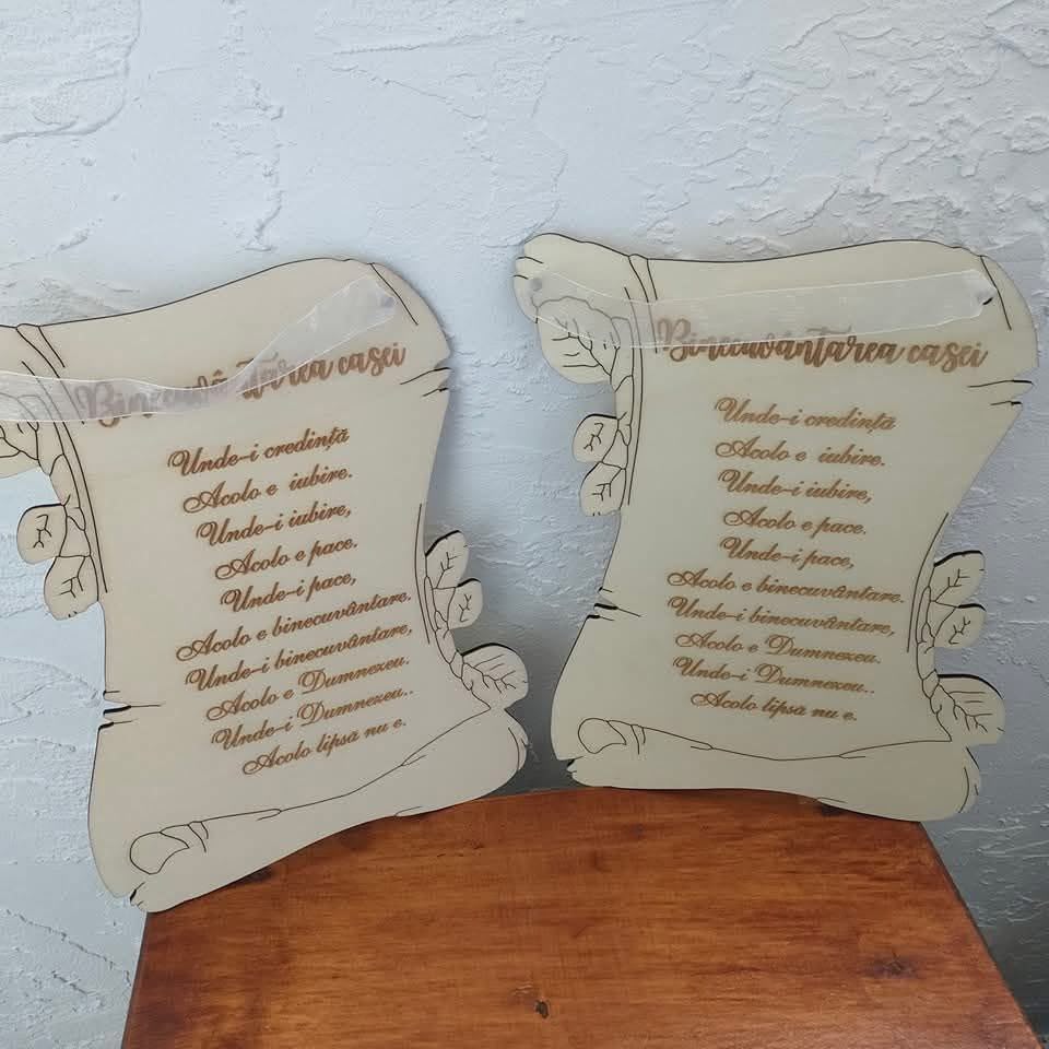 Tablou Decorativ din Lemn în formă de Pergament – „Binecuvântarea Casei” - imagine galerie