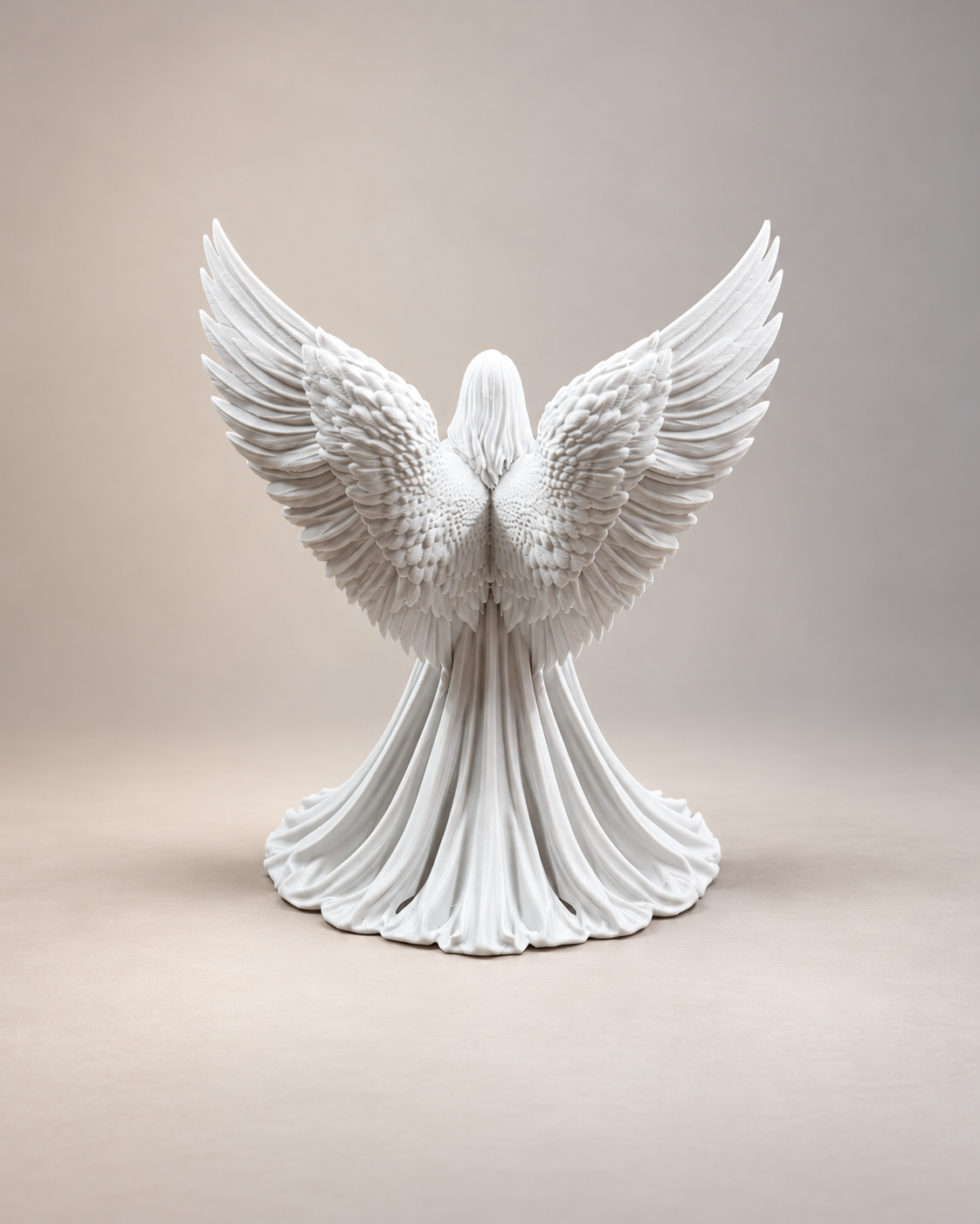 Statuetă Înger cu Aripi Deschise – Figurină Decorativă 3D Albă - imagine galerie