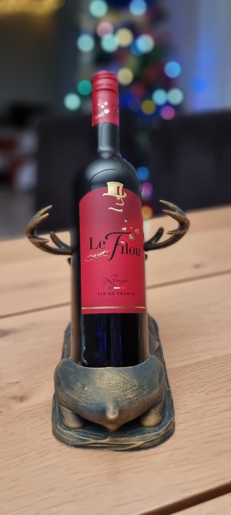 Suport decorativ pentru sticlă de vin – Cerb - imagine galerie