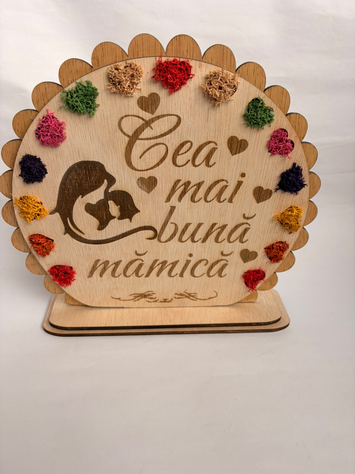 Decorațiune 3D din Lemn – Inimă și Arbore cu Mușchi Stabilizat Colorat – Kasem Studio - imagine galerie