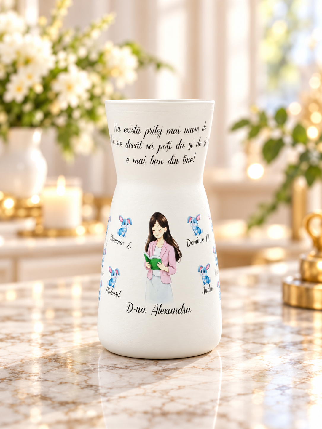 Vază Personalizată pentru Cadre Didactice – Cadou Unicat cu Mesaj de Suflet - imagine galerie