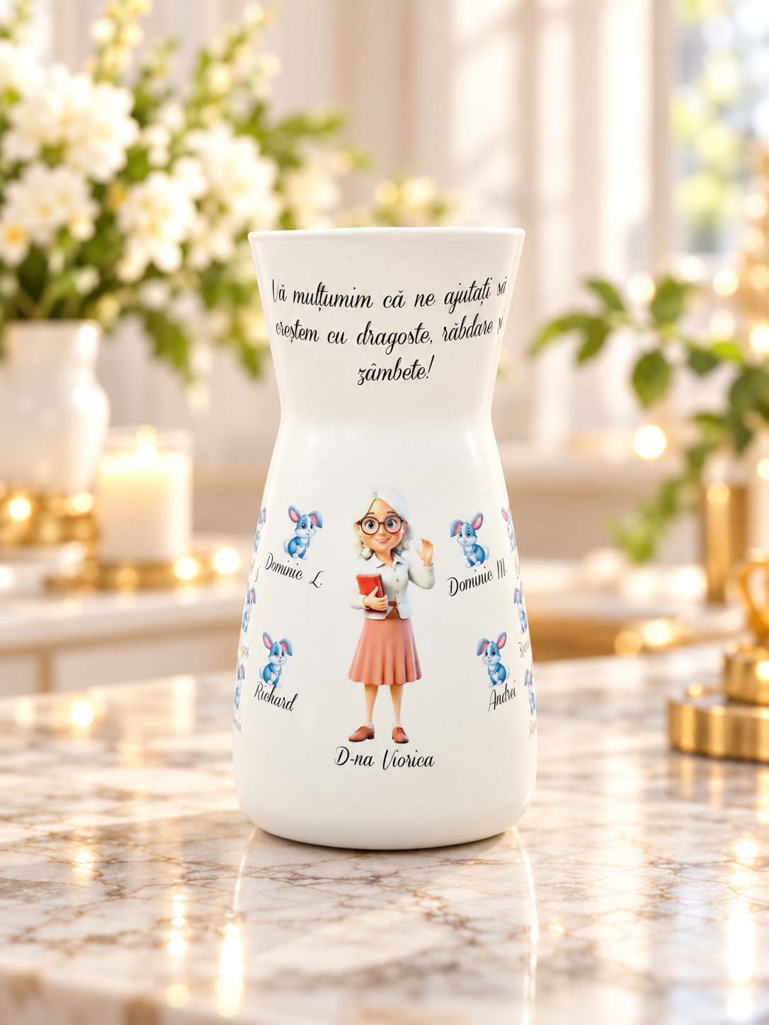 Vază Personalizată pentru Cadre Didactice – Cadou Unicat cu Mesaj de Suflet - imagine galerie