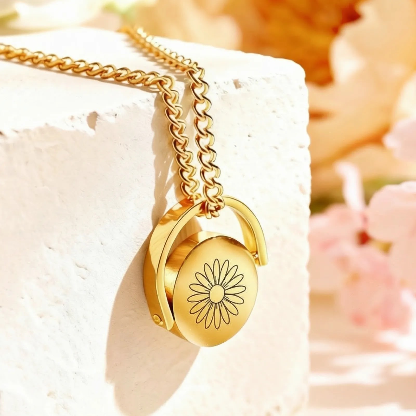 Colier personalizat din oțel inoxidabil cu disc rotativ – Always & Forever